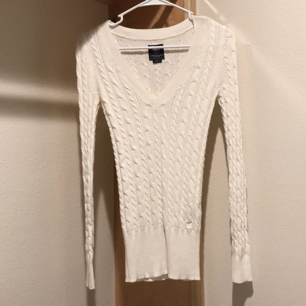 American Eagle Cream Cable Knit Sweater